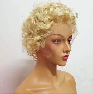 Pixie Blonde Curly T-Part Lace Front