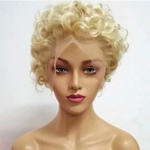 Pixie Blonde Curly T-Part Lace Front