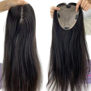 15X16CM Best Virgin Human Hair Topper for Women European Hair Toupee 4 Clips In Hair Topper Fine Hairpiece Natural Scalp Base