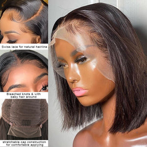 Callender Girls Lace Front Human Hair Wig Brazilian Remy Straight 4X4 5x5 Closure Short Bob PrePlucked Frontal Wig For Black Women
